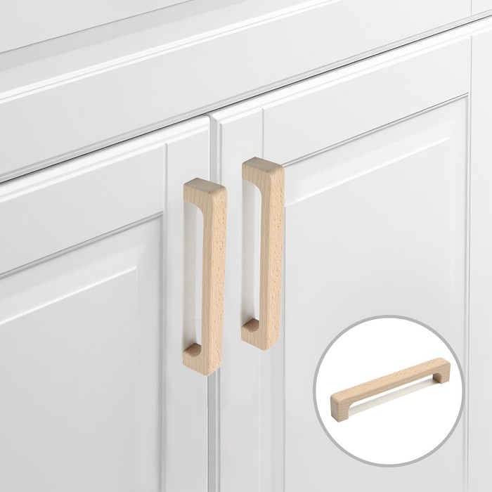 Ручка скоба 175 мм мебельная деревянная Y8, Бук, 1 шт Ручка скоба 175 мм мебельная деревянная Y8, Бук, 1 шт