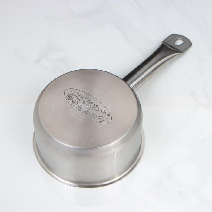 Ковш без крышки «Общепит», 1 л, d=14 см, h=7 см, металлическая ручка, с теплораспределительным слоем, индукция