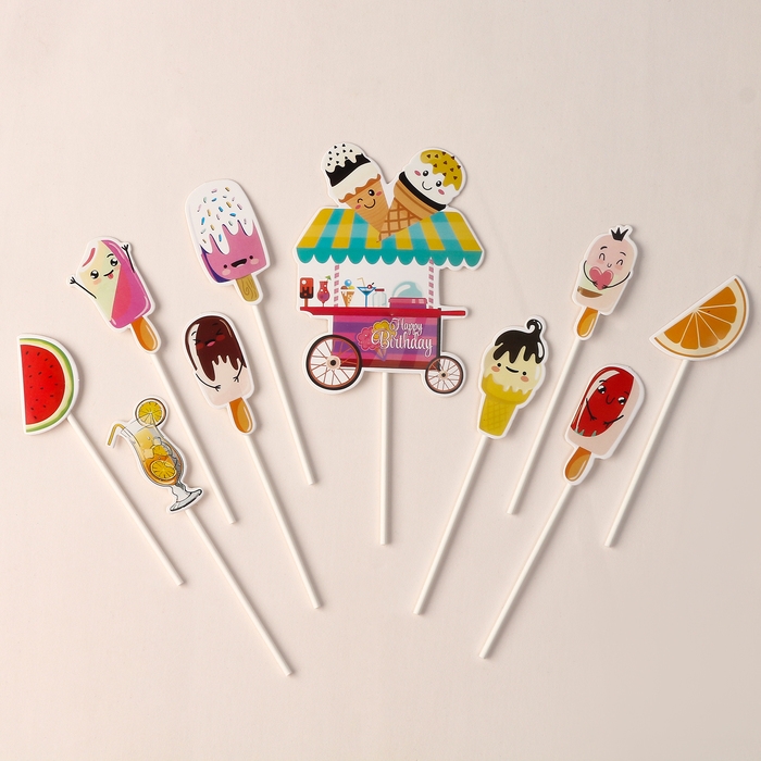 Набор топперов «Сладкая вечеринка», набор 10 шт. Набор топперов «Сладкая вечеринка», набор 10 шт.