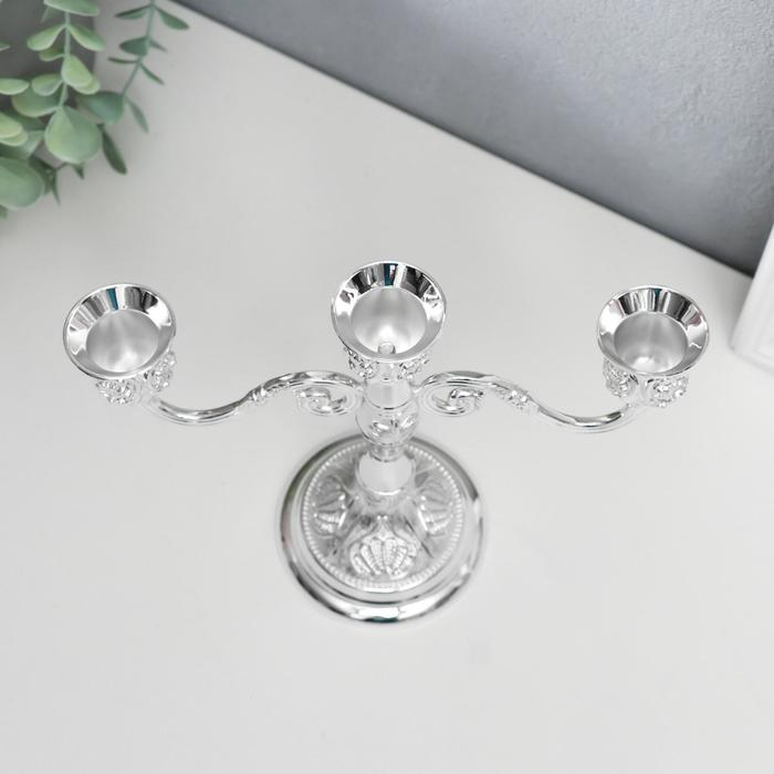 Подсвечник металл на 3 свечи "Листопад" цвет серебро 20х21х8,5 см