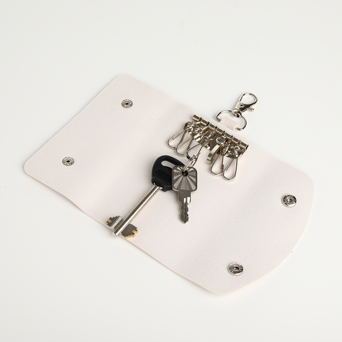 Ключница на кнопках, длина 11 см, 7 карабинов, цвет розовый Ключница на кнопках, длина 11 см, 7 карабинов, цвет розовый