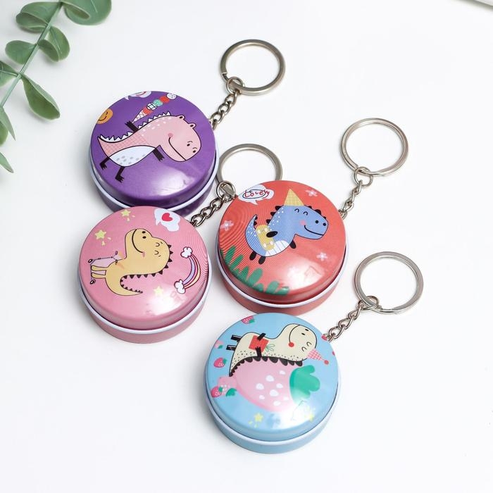 Шкатулка на кольце металл круг Шкатулка на кольце металл круг "Динозаврик" МИКС 2,4х4,5х4,5 см