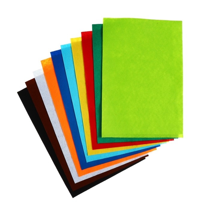 Фетр цветной набор, толщина-1 мм, формат А4, мягкий, 10 листов, 10 цветов, яркие цвета Фетр цветной набор, толщина-1 мм, формат А4, мягкий, 10 листов, 10 цветов, яркие цвета