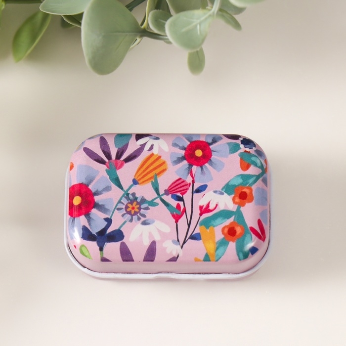 Шкатулка металл прямоугольная  Шкатулка металл прямоугольная "Цветочки" МИКС 5,8х4,2х2.6 см