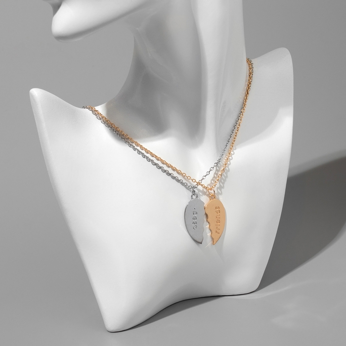 Кулоны «Неразлучники», бест-френдс, цвет серебристо-золотой, 45 см