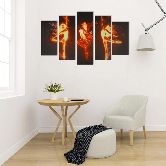 Картина модульная на подрамнике  Картина модульная на подрамнике "Огненный танец" 2-25х53, 2-25х67, 1-25х80, 80х140 см