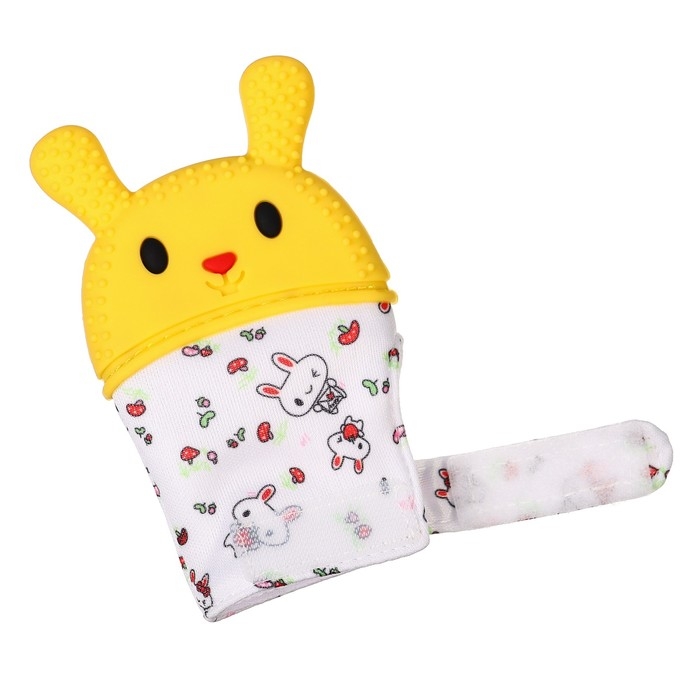Прорезыватель-рукавичка «Зайка», цвет красный/желтый, Крошка Я Прорезыватель-рукавичка «Зайка», цвет красный/желтый, Крошка Я