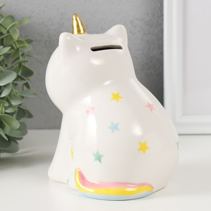 Копилка керамика Копилка керамика "Котик-единорог" 13х10х16 см
