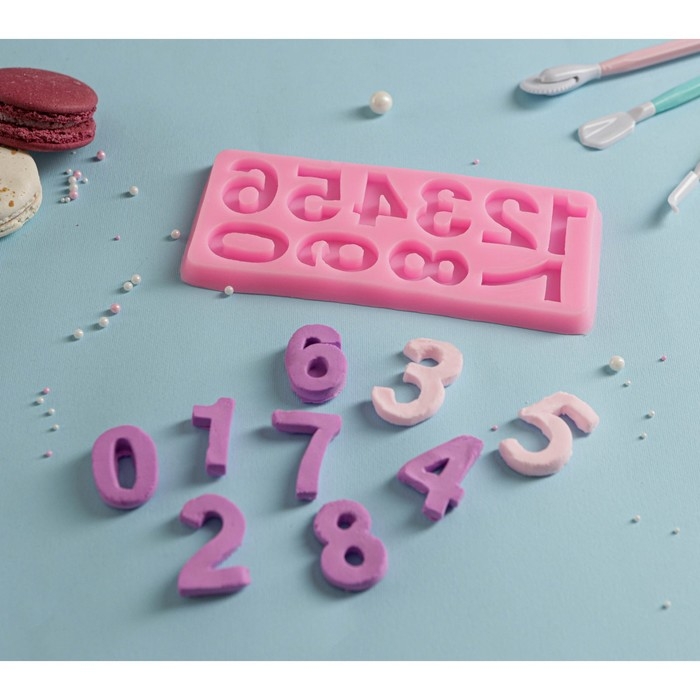 Молд «Цифры», силикон, 17,5×7,6 см, цвет розовый Молд «Цифры», силикон, 17,5×7,6 см, цвет розовый
