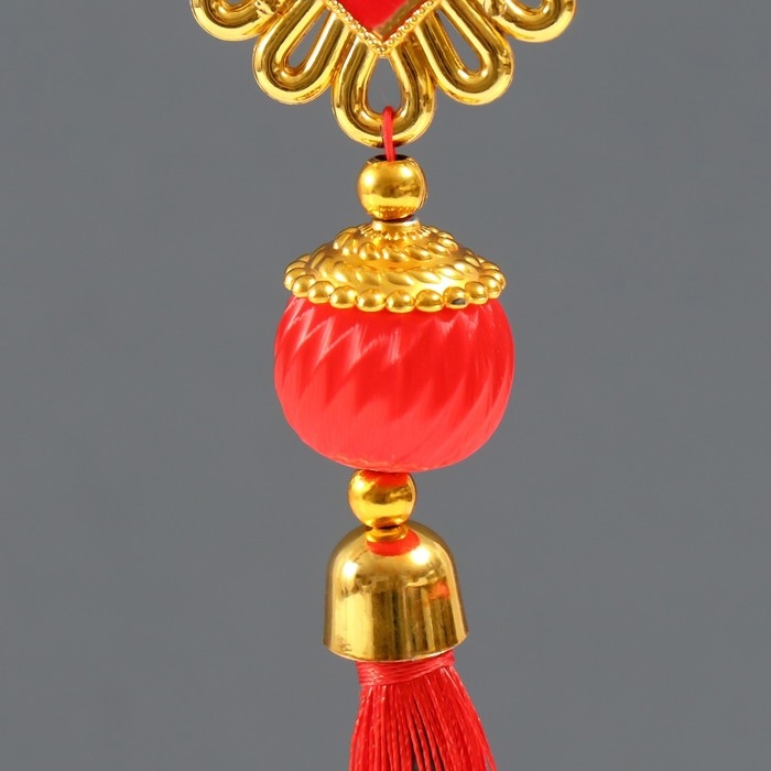 Подвеска пластик, текстиль Подвеска пластик, текстиль "Китайский фонарик и узелок - На счастье" 3х8,5х36 см