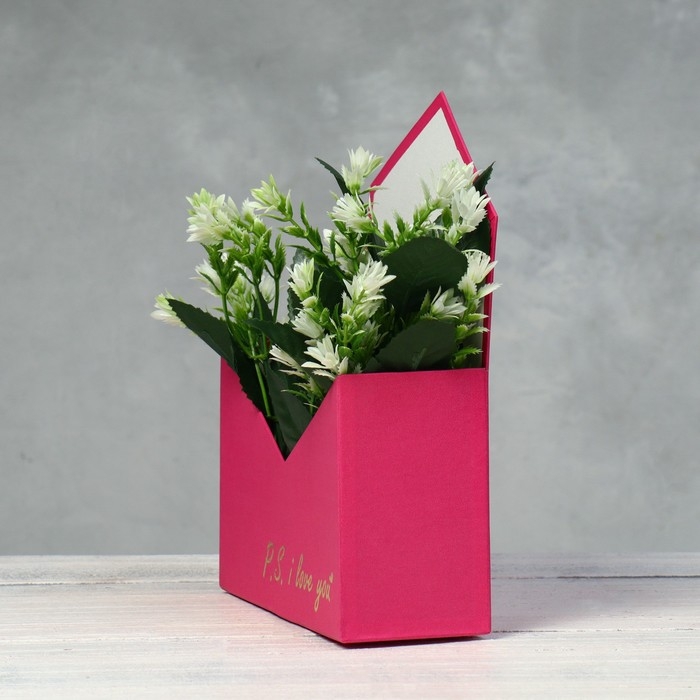 Конверт с золотым тиснением P.S. I love you, малиновый 18 х 24 х 7 см Конверт с золотым тиснением P.S. I love you, малиновый 18 х 24 х 7 см