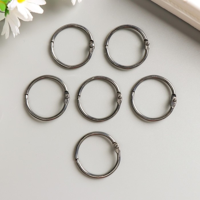 Кольца для творчества (для фотоальбомов) Кольца для творчества (для фотоальбомов) "Чёрное" внутр. d= 2,5 см внешн. d=3 см набор 6 шт