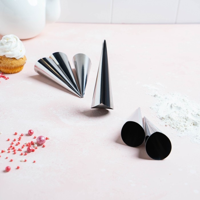 Набор форм для круассанов и трубочек Доляна, 6 шт, 11×3 см, цвет серебристый Набор форм для круассанов и трубочек Доляна, 6 шт, 11×3 см, цвет серебристый