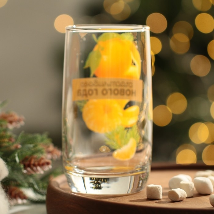 Новый год. Стакан стеклянный «Мандаринки», 330 мл Новый год. Стакан стеклянный «Мандаринки», 330 мл