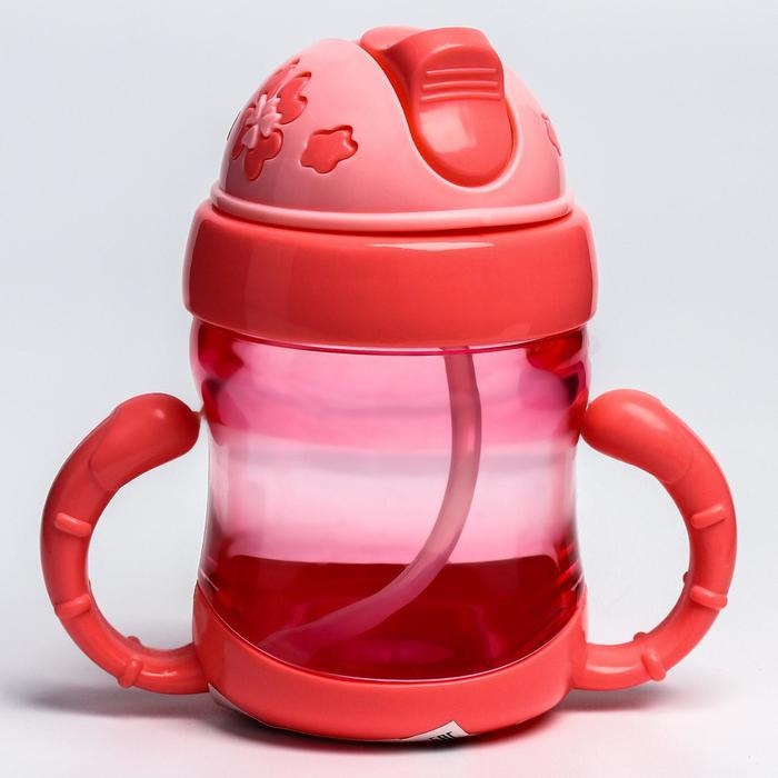 Поильник детский с силиконовой трубочкой, 150 мл., с ручками, цвет МИКС Поильник детский с силиконовой трубочкой, 150 мл., с ручками, цвет МИКС