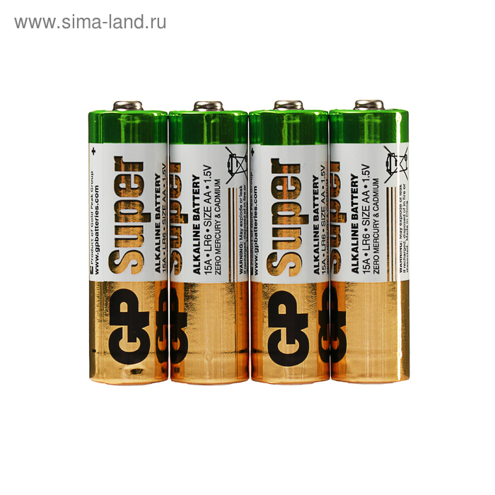 Батарейка алкалиновая GP Super, AA, LR6-10S, 1.5В, спайка, 10 шт. Батарейка алкалиновая GP Super, AA, LR6-10S, 1.5В, спайка, 10 шт.