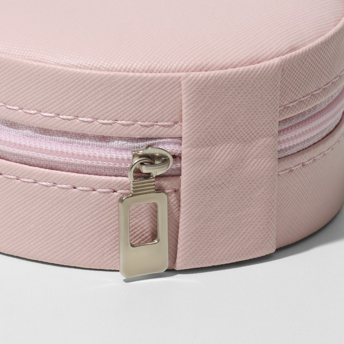 Органайзер для хранения украшений «Шкатулка портативная круг», 9,8×9,8×4,5 см, цвет розовый Органайзер для хранения украшений «Шкатулка портативная круг», 9,8×9,8×4,5 см, цвет розовый