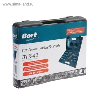 Набор ручного инструмента Bort BTK-42, сталь CrV, 42 предмета в чемодане