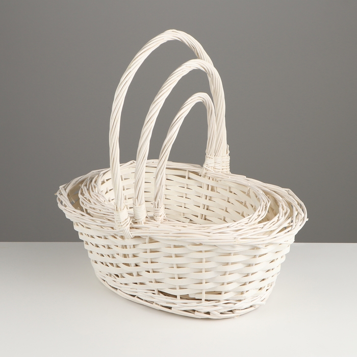 Набор корзин плетеных, 38х28х14/35 см / 33х23х12,5/30 см / 26х18х11/25 см, 3 шт, ива Набор корзин плетеных, 38х28х14/35 см / 33х23х12,5/30 см / 26х18х11/25 см, 3 шт, ива