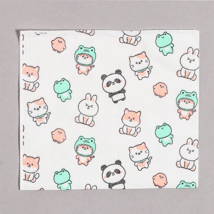 Салфетки бумажные Салфетки бумажные "Звери", 60 шт в пакете, трёхслойные