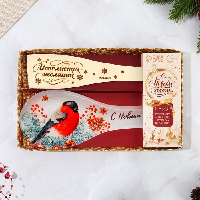 Подарочный набор новогодний «Новый год»: подставка под ложку, лопатка Подарочный набор новогодний «Новый год»: подставка под ложку, лопатка