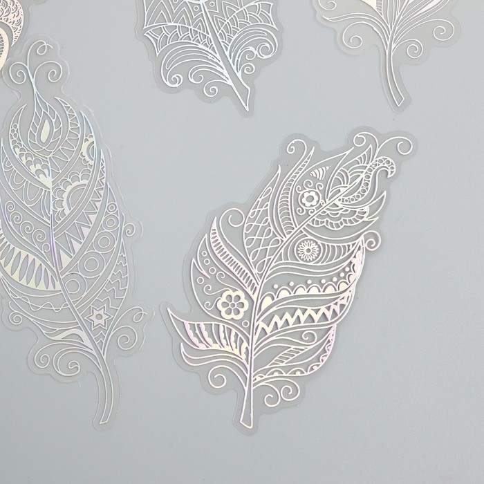 Наклейки для творчества Наклейки для творчества "Голография. Перья" d=10 см набор 10 шт 0,2х14х11 см