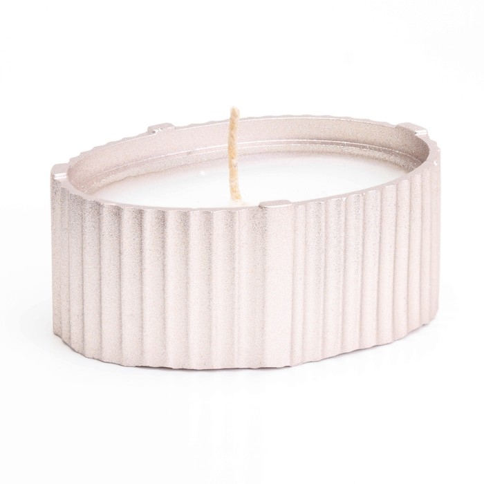 Свеча  Свеча "Овал" в подсвечнике с узкими гранями, 9х6,5х4см,шампань