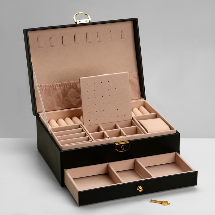 Подставка для украшений «Шкатулка» 2 яруса, 17×23×10 см, цвет чёрный