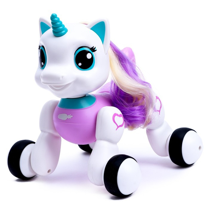 Робот единорог «Мой любимый питомец» IQ BOT, на пульте управления, интерактивный: звук, сенсорный, на аккумуляторе, фиолетовый