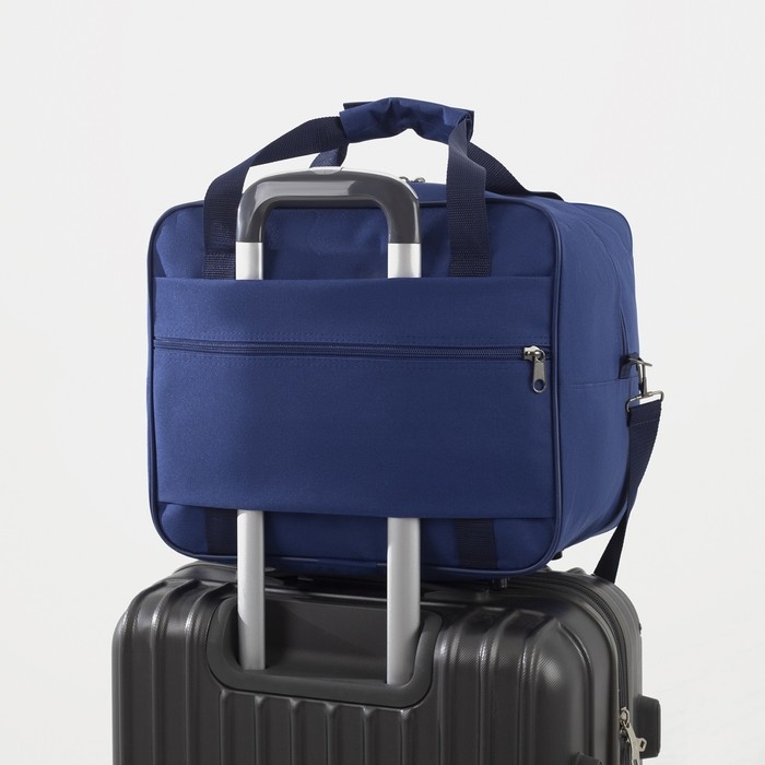 Сумка дорожная на молнии, 2 наружных кармана, длинный ремень, цвет синий Сумка дорожная на молнии, 2 наружных кармана, длинный ремень, цвет синий