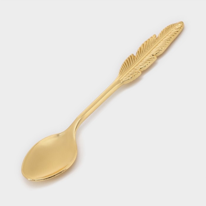 Набор ложек на подставке «Авалон. Перо», 5,5×5,5×7,5 см, 6 шт, цвет золотой