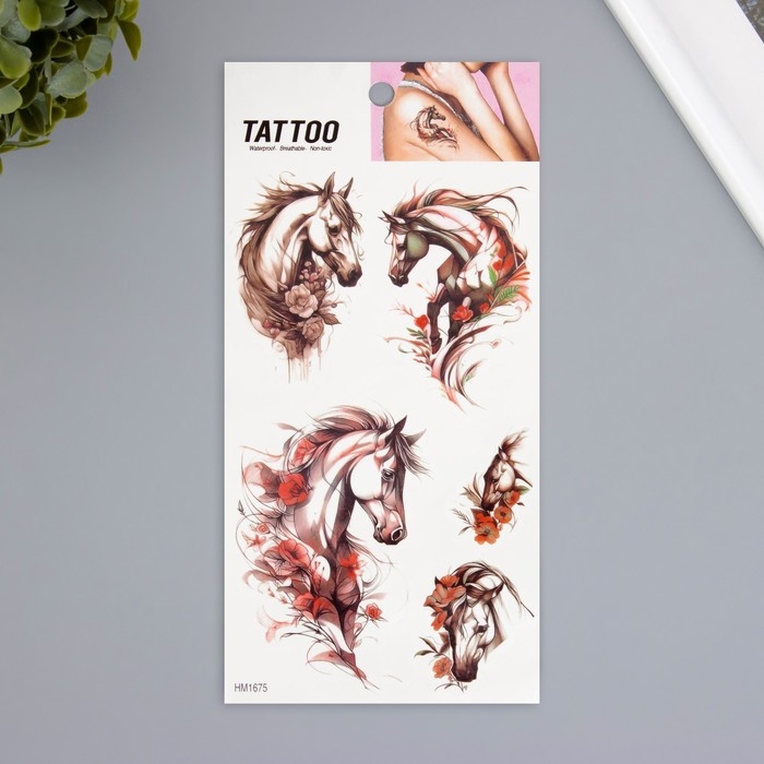 Татуировка на тело цветная Татуировка на тело цветная "Нежная лошадь" 10х20,5 см