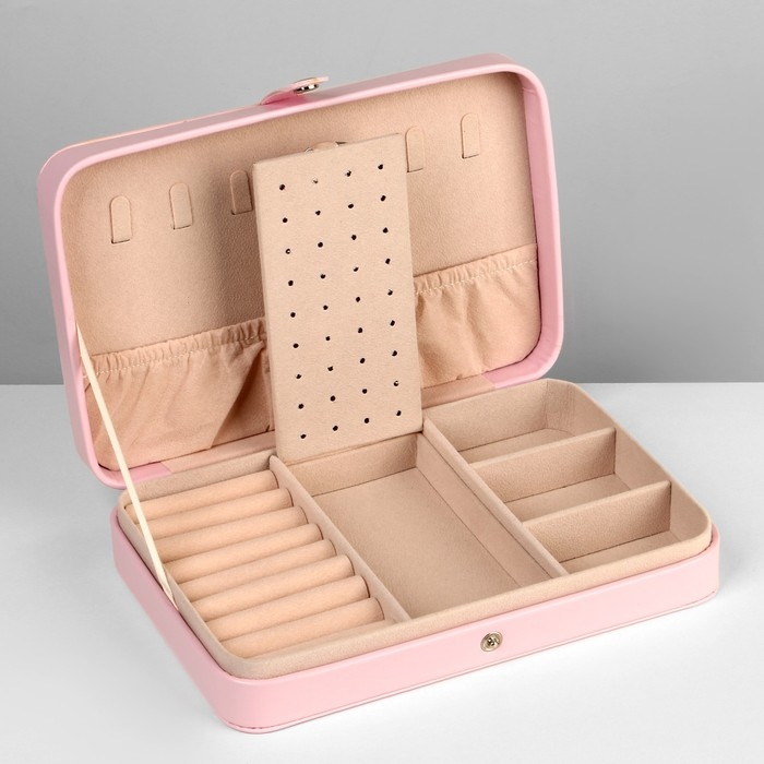 Органайзер для украшений &laquo;Шкатулка портативная&raquo;, 8 полос, 3 места, 14&times;21&times;4,5 см, цвет розовый