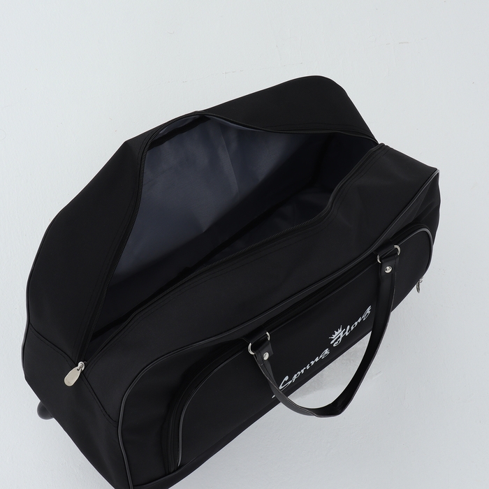 Сумка дорожная на колёсах, наружный карман, цвет чёрный Сумка дорожная на колёсах, наружный карман, цвет чёрный