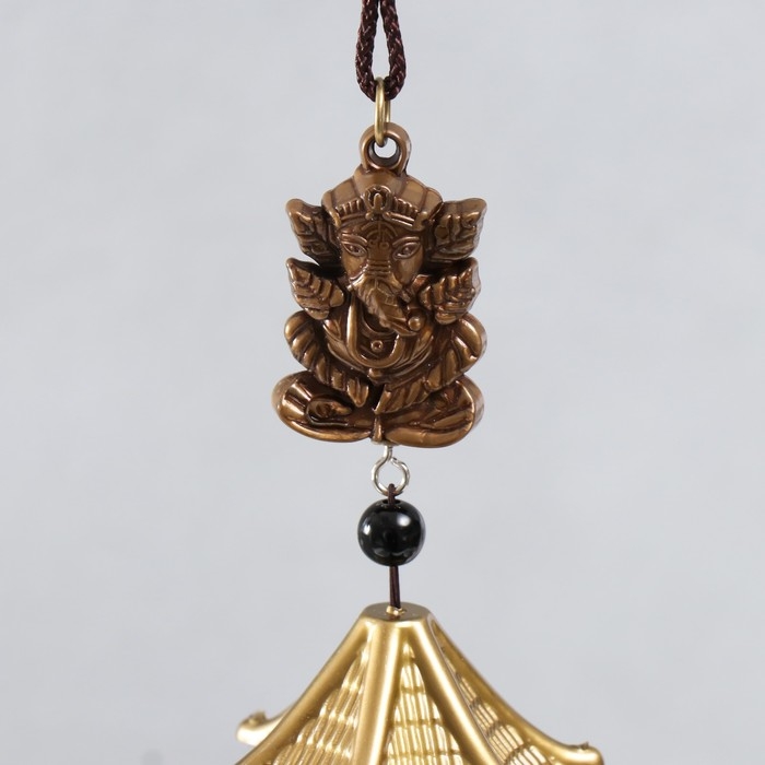 Музыка ветра металл Музыка ветра металл "Ганеша" 6 колокольчиков под бронзу 42 см