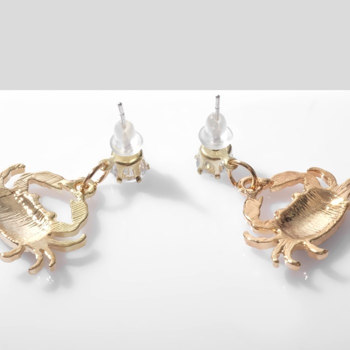 Серьги эмаль «Раки», цвет чёрно-белый в золоте Серьги эмаль «Раки», цвет чёрно-белый в золоте