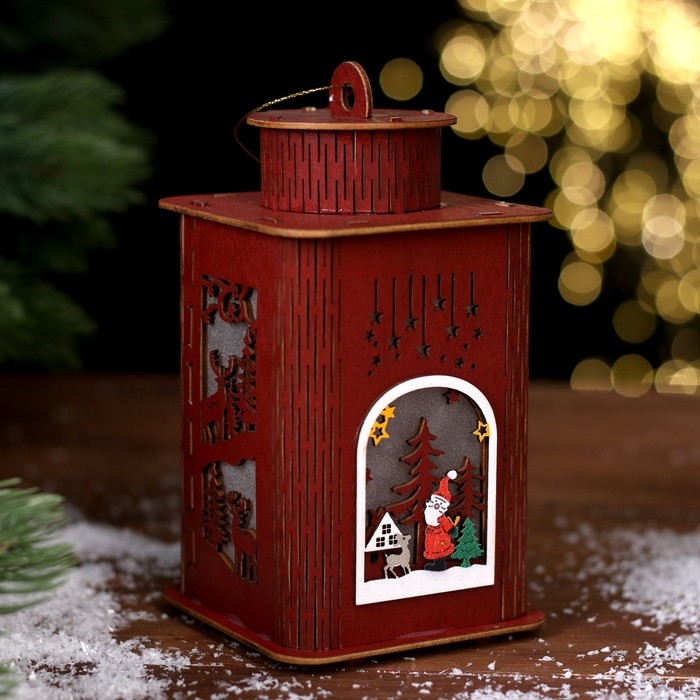 Новогодний декор с подсветкой «Фонарь» 9 × 9 × 16 см Новогодний декор с подсветкой «Фонарь» 9 × 9 × 16 см