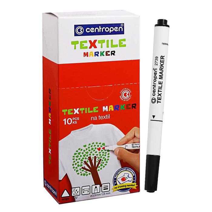 Маркер для ткани 3.9 мм Centropen 2739, линия 1,8 мм, цвет чёрный Маркер для ткани 3.9 мм Centropen 2739, линия 1,8 мм, цвет чёрный