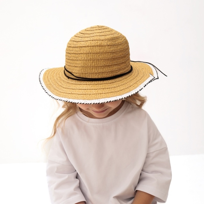 Шляпа для девочки MINAKU Шляпа для девочки MINAKU "Куколка", размер 50, цвет бежевый