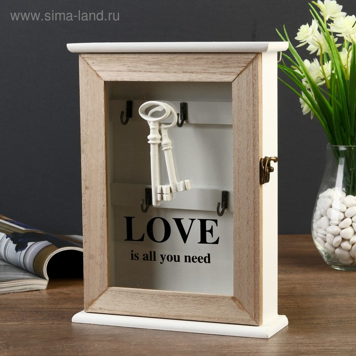 Ключница дерево 5 крючков Ключница дерево 5 крючков "Ключи. Любовь" 26х19х6 см