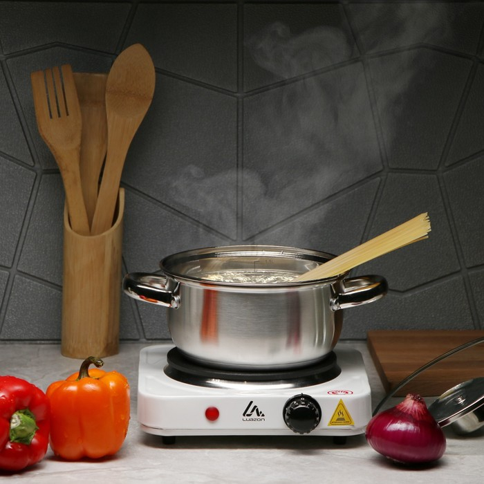 Плитка электрическая Luazon LHP-002, 1 конфорка, 1000 Вт, нагреватель диск, белая Плитка электрическая Luazon LHP-002, 1 конфорка, 1000 Вт, нагреватель диск, белая