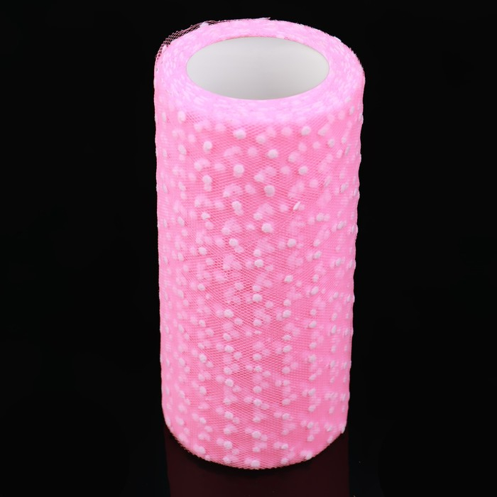 Фатин «Горох», 15 см, 11 ± 1 г/кв.м, 23 ± 1 м, цвет розовый №4 Фатин «Горох», 15 см, 11 ± 1 г/кв.м, 23 ± 1 м, цвет розовый №4