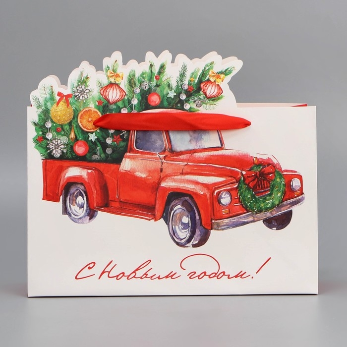 Пакет подарочный новогодний «Спешу к тебе», 30 х 25 х 10 см, Новый год Пакет подарочный новогодний «Спешу к тебе», 30 х 25 х 10 см, Новый год