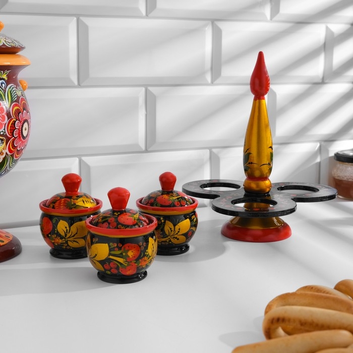 Набор для специй Набор для специй "Тройной" , емкости по 30мл, хохлома