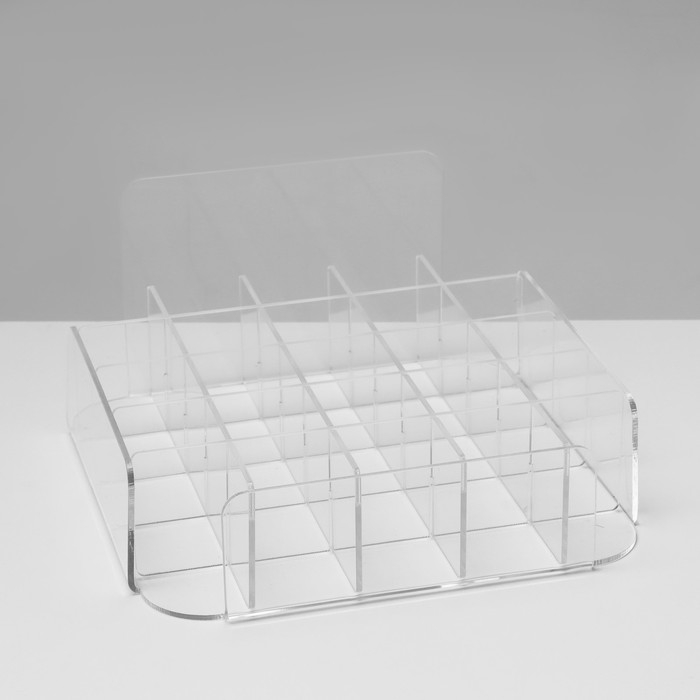 Подставка под помаду на 25 шт., 15×15,5×8 см, оргстекло 2 мм, В ЗАЩИТНОЙ ПЛЁНКЕ Подставка под помаду на 25 шт., 15×15,5×8 см, оргстекло 2 мм, В ЗАЩИТНОЙ ПЛЁНКЕ