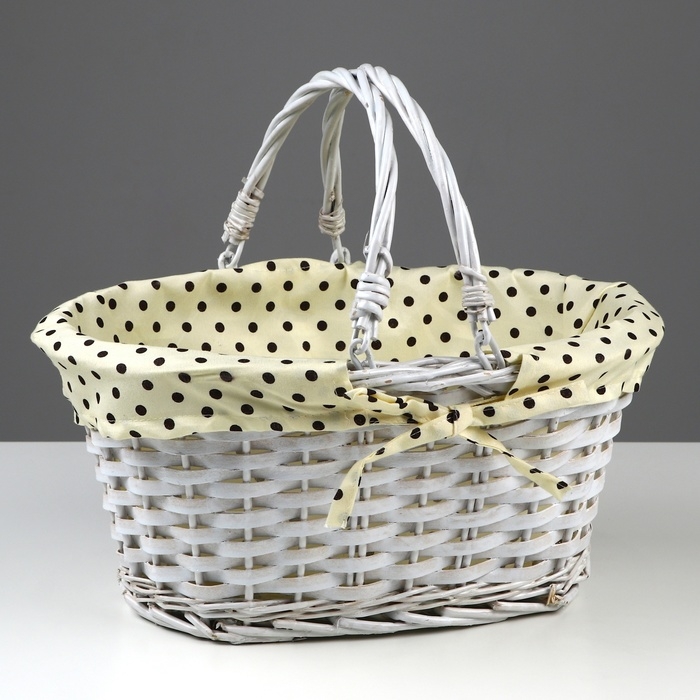 Корзина плетеная, 35х27х17 см, лоза, ткань Корзина плетеная, 35х27х17 см, лоза, ткань