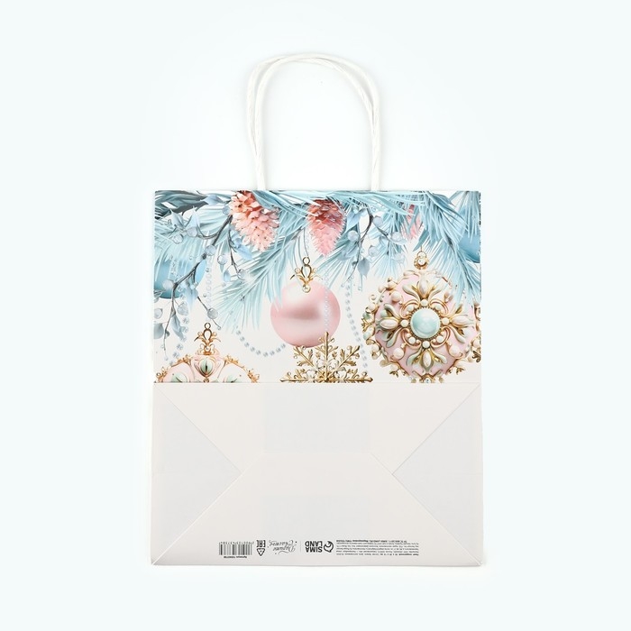 Пакет подарочный новогодний «Поздравляю с Новым годом», белый крафт, 22 х 25 х 12 см , Новый год Пакет подарочный новогодний «Поздравляю с Новым годом», белый крафт, 22 х 25 х 12 см , Новый год