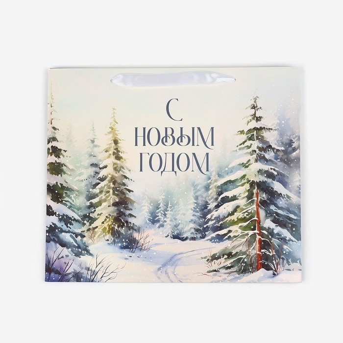 Пакет подарочный новогодний ламинированный &laquo;Зимний лес&raquo;, M 26 х 30 х 9 см , Новый год
