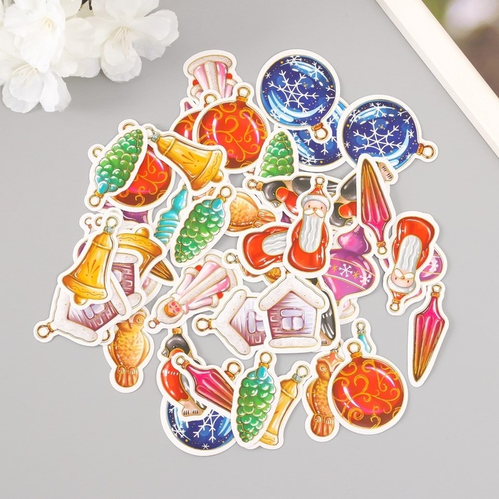 Наклейки для творчества Наклейки для творчества "Новогодние игрушки" тиснение золото набор 48 шт 9х7х0,8 см