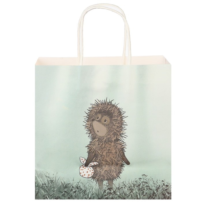 Пакет подарочный, 22х22х11 см, крафт, упаковка, Ёжик в тумане Пакет подарочный, 22х22х11 см, крафт, упаковка, Ёжик в тумане